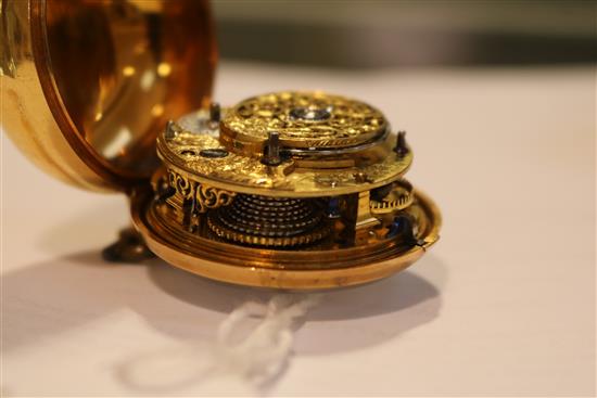 A gold pair cased repousse verge watch, Benjamin Pullan (II) Leeds, No.440, diameter 4.8cm
